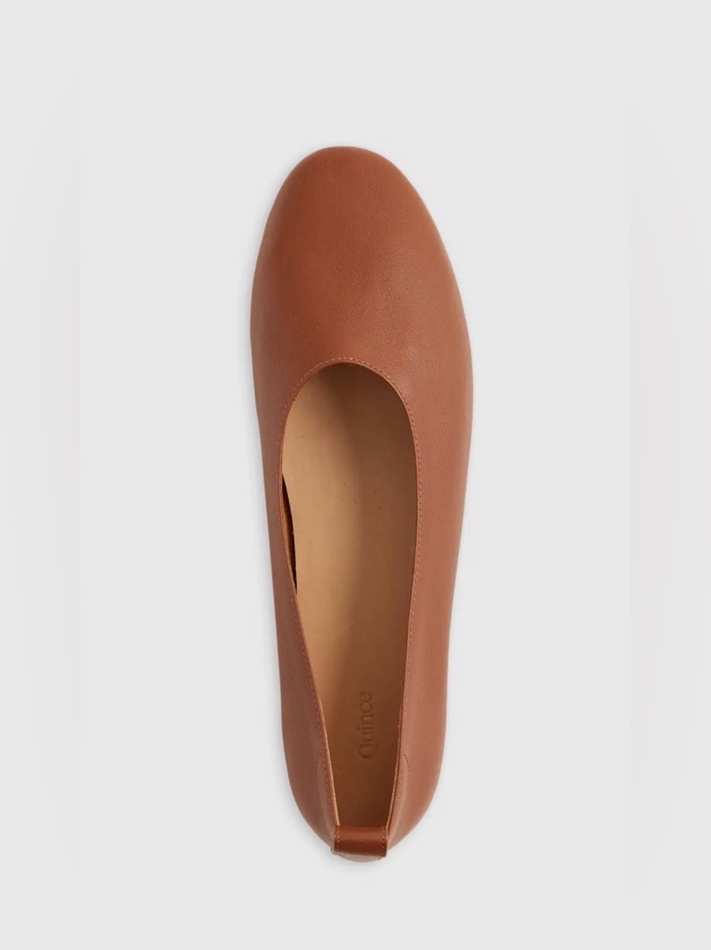 New Quince Ballet Glove Flats in Cognac Brown Italian Leather Material Comfy